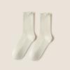 Calcetines de encaje con borde festoneado para mujer, calcetines de algodón de verano hasta la pantorrilla, calcetines blancos y negros finos holgados combinados con mocasines y zapatos pequeños de cuero