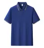 Camisas Polo de Tamanho Grande com Impressão de Logo Personalizado, Roupa de Trabalho de Seda de Gelo e Algodão de Verão Transfronteiriça, Roupa de Trabalho para Equipe, Camisetas de Manga Curta Feitas Sob Medida