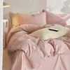 Conjunto de quatro peças de alta qualidade e luxo estilo Instagram em malha waffle 100% algodão, capa de edredom de algodão puro, lençol, lençol com elástico, conjunto de cama simples de quatro peças