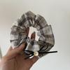 Laço de cabelo quadrado com botões xadrez para meninas da faculdade, laço de cabelo para intestino grosso, primavera e verão, todos os tipos de rabo de cavalo, acessórios de cabelo de tendão de borracha