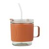 Taza de agua de vidrio de alto valor taza de café rojo neto campaña de apertura publicidad taza para sorber con asa impresión taza de regalo