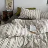 Algodón Lavado Ropa de Cama Sábanas para Cama Juego de Funda Nórdica de Cuatro Piezas Juego de Cama Individual y Doble para Dormitorio de Estudiantes Juego de Tres Piezas para Todas las Estaciones