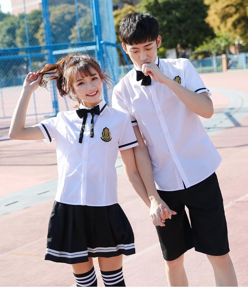 条纹短袖+黑长裤+领带_02