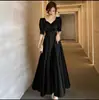 Vestido de Noite Preto Estilo Francês para Mulheres, de Alta Qualidade, Elegante e Luxuoso