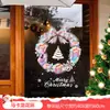 Decoraciones de Ventana de Centro Comercial Feliz Navidad Letras Inglesas Lazo de Cinta Roja Copo de Nieve Dorado Pegatinas Electrostáticas