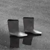 Botas de montar versátiles de punta cuadrada simple para mujer, colección primavera y otoño 2025, elegantes botas de tacón bajo hasta la mitad de la pantorrilla