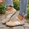 Zapatillas de entrenamiento retro alemanas transfronterizas para mujer, zapatos casuales de suela plana con bloques de color, zapatillas versátiles con cordones estilo europeo y americano, listas para exportación