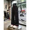 Pantalones de trabajo casuales de diseño patchwork con bloques de color y múltiples bolsillos para hombre, pantalones de pierna ancha rectos holgados de alta costura con cordón, de moda