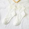 Botas de caballero rosas blancas suaves para niña, medias de encaje, calcetines grandes de encaje, calcetines medianos, calcetines de mujer Lolita