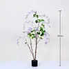 Árbol de hortensias artificial, árbol grande de flores artificiales para interiores, jazmín colgante, planta en maceta de pie, adorno de decoración para escaparate