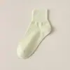 Calcetines de verano para mujer, color liso, sin costuras, calcetines finos de algodón, color dopamina, calcetines de maternidad simples con borde suelto