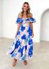 Vestido Elegante de Verano 2025 Europeo y Americano Transfronterizo, Nuevo de Amazon, Corte Slim, Estampado, Mangas Abullonadas, Bajo Amplio, Clásico para Mujer