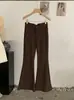 Omalai Primavera 2026 Cintura Alta Adelgazante Elásticos Fruncidos Elegantes Cintura en V Rectos Acampanados Pantalones Largos Toma Real 6905