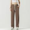 Pantalones de seda de hielo de verano 2024 para mujer, pantalones rectos de cintura alta y pierna ancha, pantalones casuales finos con protección solar, multicolores para mujer
