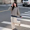 Sudadera a rayas estilo Hong Kong retro para niñas, nuevo conjunto de camisetas casuales de manga larga con cuello redondo holgado para primavera y otoño