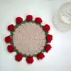 Kit de materiais para tricô e crochê, porta-copos de manta com buquê de rosas em miniatura, fio de crochê feito à mão, DIY para aliviar o tédio