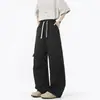 Pantalones Cortavientos Estilo Funcional Outdoor Americano Hombres y Mujeres Marca de Moda Impermeables Pantalones Cargo Guapos de Moda Pierna Ancha Caída Casual Pantalones Largos