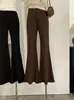 Omalai Primavera 2026 Cintura Alta Adelgazante Elásticos Fruncidos Elegantes Cintura en V Rectos Acampanados Pantalones Largos Toma Real 6905