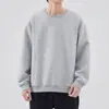 Sudadera de peso pesado color sólido estilo americano para hombre, otoño/invierno, forro polar, moderna, blanca, corte holgado, casual, sin capucha, para meterse por la cabeza