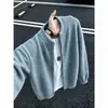 Cardigan suéter redondo com zíper estilo miu americano para homens e mulheres estilo old money casual preguiçoso malha jaqueta vibe de marido