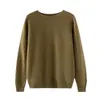 Suéter de Punto Grueso 100% Cachemir Otoño Invierno para Mujer Hombro de Silla Cuello Redondo Capa Base Pulóver de Punto Top Versátil