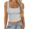 Camisole Tank Top Transfronteiriço Europeu e Americano da Amazon para Meninas Quentes, Peça de Roupa Externa de Verão, Gola Quadrada, Cropped, Sem Mangas, Top de Roupa Íntima Feminina