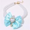Collar de Perla con Lazo Estilo Princesa para Mascotas, Hecho a Mano, Elegante Collar de Perlas Artificiales para Perros y Gatos, Joyería