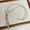 Collar antiguo vintage con colgante de borla de amor para mujer, estilo étnico bohemio, cadena pequeña y larga de lana con cuerda de cuero.