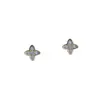 Brincos Delicados Pequena Flor S925 Banhados a Ouro 14K com Microincrustação, Gentis e Elegantes, Design Muito Fofo de Flor de Trevo de Quatro Folhas