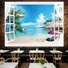 Tapiz de pared con diseño de paisaje de ventana para colgar en la pared, ideal para dormitorio, mesita de noche, decoración del hogar