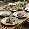 Plato Cerámico Profundo de Cerámica Gruesa Único Estilo Retro para Restaurantes y Hoteles, Plato de Postre y Sopa de Alta Estética, Plato Creativo para Emplatado de Filetes y Comida Occidental