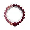 [Rojo Sakura] Pulsera de Cristal de Fresa Natural para Mujer Fácil de Combinar Arena Dorada Púrpura Moda Pulsera Blanqueadora Mayoreo