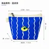 Bolsa de maquillaje rayada con temática de animales, monedero lindo con cremallera, organizador portátil para artículos pequeños, perfecto para que las mujeres lo lleven consigo.