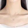 Colar de Floco de Neve Quadrado para Mulheres Prata de Lei S925 Pequeno Fresco Doce Simples Moda Versátil Elegante Suave Corrente de Clavícula