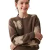 Nuevo Suéter de Cachemir 100% Puro Otoño e Invierno 2025 Moda Femenina Holgado Grueso Tejido Jacquard Nube Suéter Interior