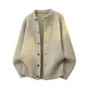 Suéter Cardigan de Color Sólido Simple de Alta Calidad para Hombre, Tejido Versátil, Ropa de Abrigo Holgada, Tendencia Primavera y Otoño 2026