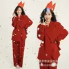 Estudio Fotográfico Nuevo Tema de Año Nuevo Traje Rojo Atmósfera Chica Dulce Interior Foto Fotografía Arte Foto Ropa