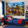 Tapiz de Pared de Dibujos Animados de Paw Patrol para Fondo de Habitación Infantil, Decoración de Pared de Dormitorio de Niños y Niñas, Tapiz para Decoración de Fiestas