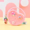 Moda Pêssego Coração Caverna Bolsa Pequena Amor Crossbody Bolsa de Armazenamento Portátil Bolsa de Moedas de Silicone Cosmético