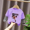 Ropa infantil, camiseta de manga larga para niños, algodón puro, nuevo estilo de otoño 2026, conjunto falso de dos piezas, top para niños, camiseta básica para niños