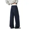 Pantalones largos atléticos casuales estilo americano 2026, unisex, nueva colección primavera/otoño, estilo high-street, corte holgado, tela fluida, diseño de pierna recta, pelo de conejo