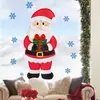 Hs1778E Papai Noel Segurando Caixa de Presente Adesivo de Janela Autoadesivo Estilo Desenho Animado Decoração de Festa de Natal Adesivo de Casa