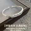 Pulsera Tradicional de Plata Pura 999 con Flor de Peonía en Relieve para Mujer, Brazalete de Plata Ajustable, Regalo para Mamá