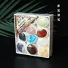 Blocos soltos de ametista colorida galvanizada pintada por spray em uma pequena caixa de presente, aglomerado de ametista natural pedra bruta, joias do fabricante