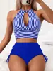 2024 en stock Transfronterizo Nuevo Bikini Dividido Traje de Baño para Mujer Ajustado Sexy Hueco Cintura Alta Traje de Baño de Amazon para Mujer