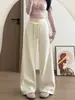 Calça de Moletom Esportiva Cinza Estilo Americano Feminina Outono Novo Camada Dupla Cintura Alta Versátil Casual Perna Larga Caimento Fluido Perna Reta Calça Longa