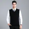 Chaleco de punto para hombre de otoño e invierno, 60% lana, cuello en V, talla grande, chaleco formal de punto sin mangas, chaleco casual sin mangas