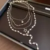 Collar Colgante de Estrella con Perlas Europeas y Americanas Transfronterizo Juego de Cuatro Piezas Lujo Ligero Sensación de Alta Gama Cadena para la Clavícula Accesorio de Collar Versátil para Mujer