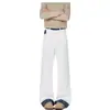 Calça jeans patchwork estilo retrô americano com estampa de cobra branca para homens e mulheres, corte slim street style com uma vibe cool e ousada, calça longa levemente flare