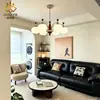Lámpara de Techo Principal para Sala de Estar Color Caqui Estilo Vintage Digya, Lámpara Colgante de Cristal con Proyección para Comedor y Dormitorio, Retro Simple